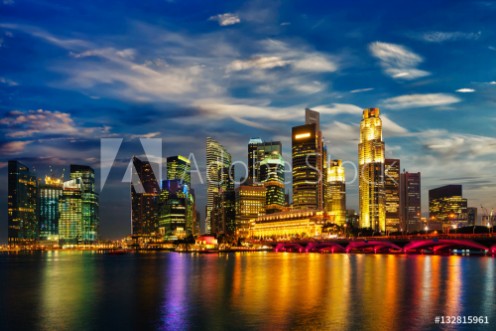 Picture of Singapore skyline in evening